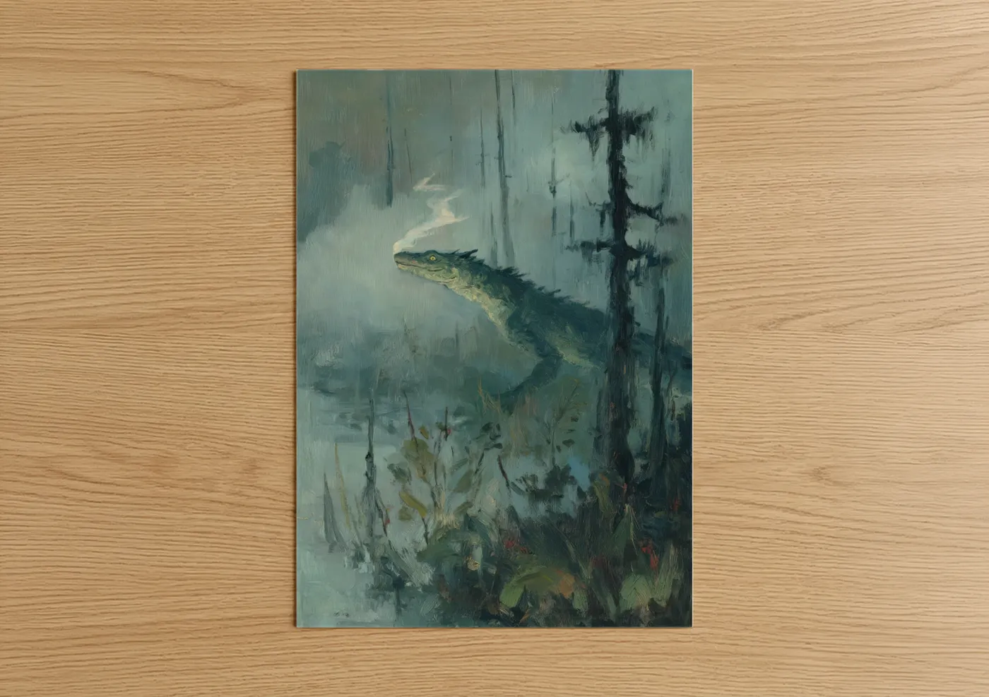 Misty Basilisk Mythical Creature Wall Art