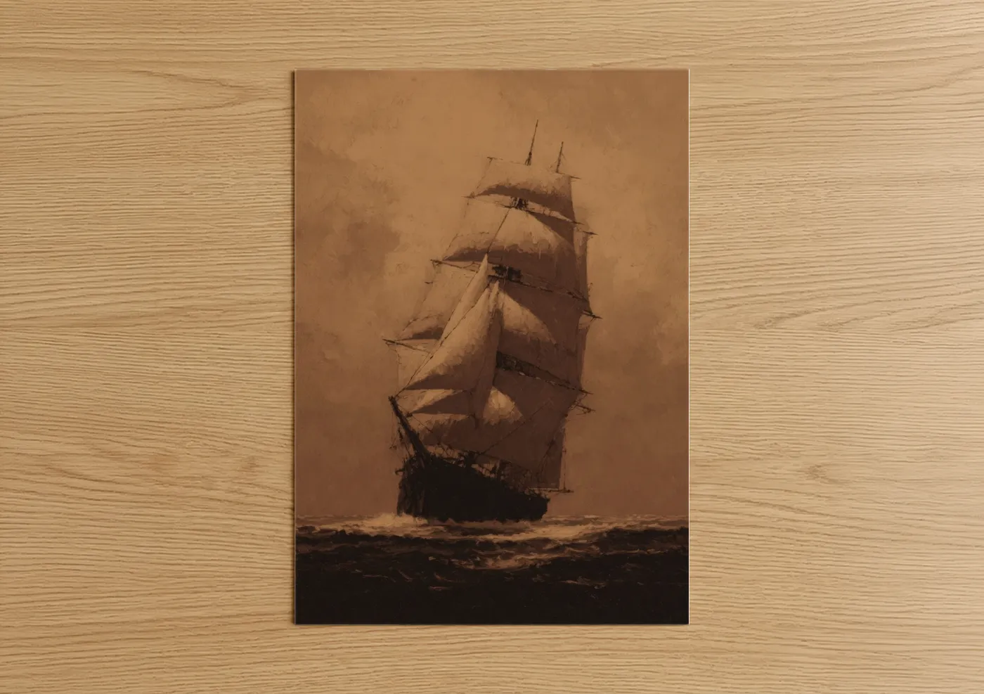 Vintage Sailing Ship in Mist Wall Art
