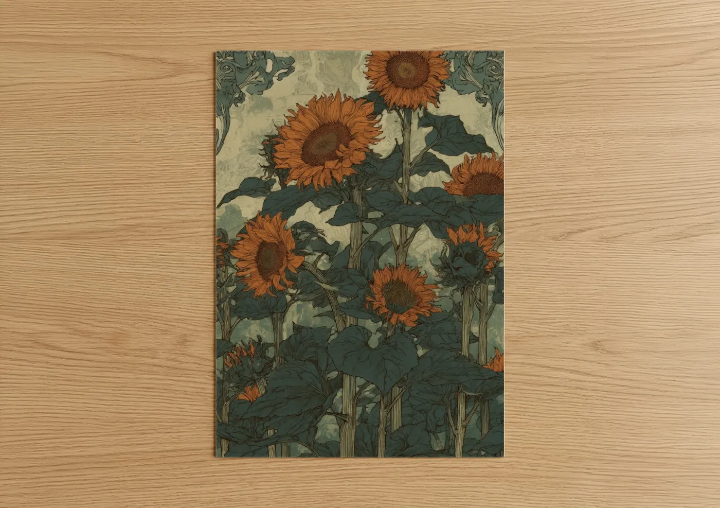 Vintage Sunflower Botanical Garden Wall Art