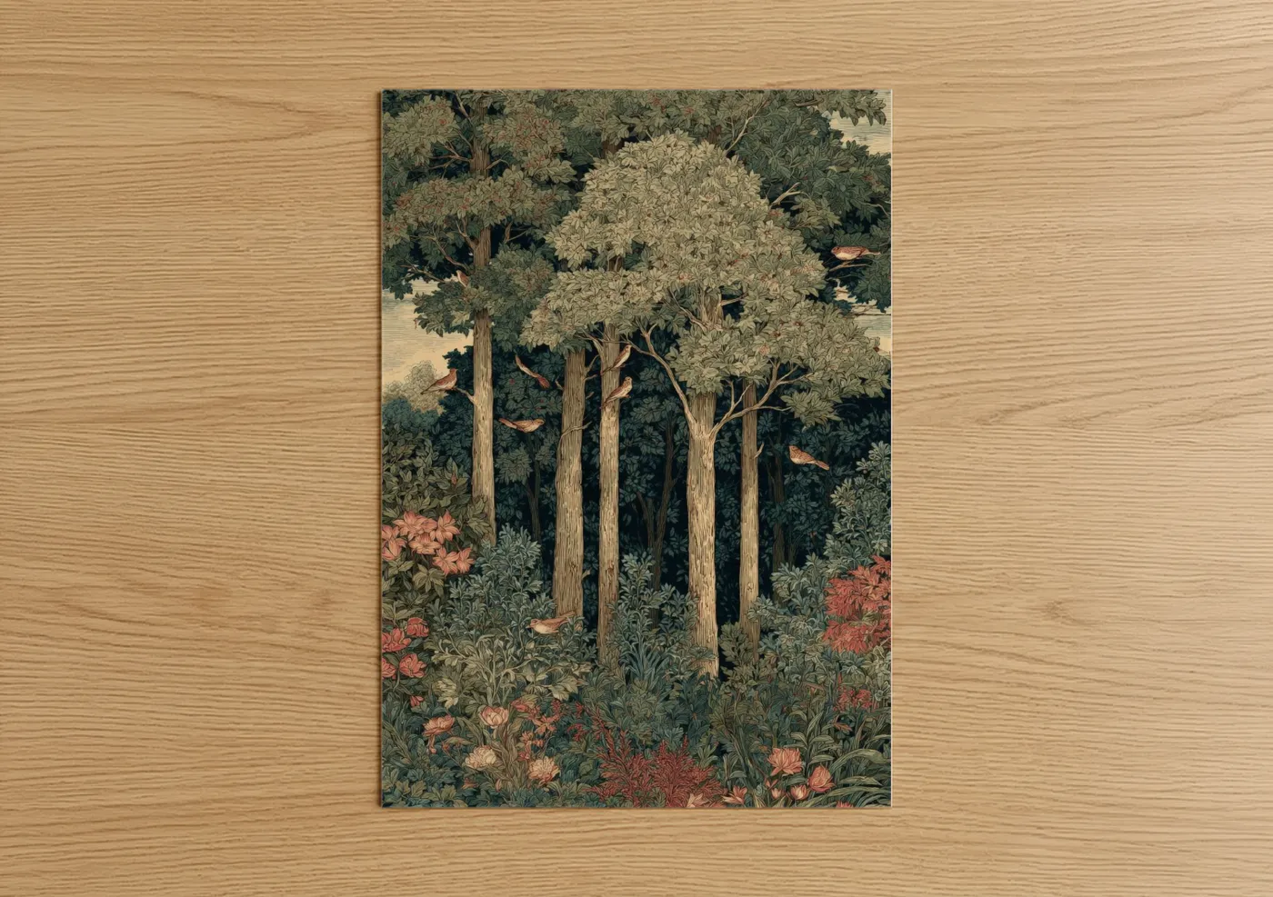 Lush Forest Trees Botanical Illustration Wall Art