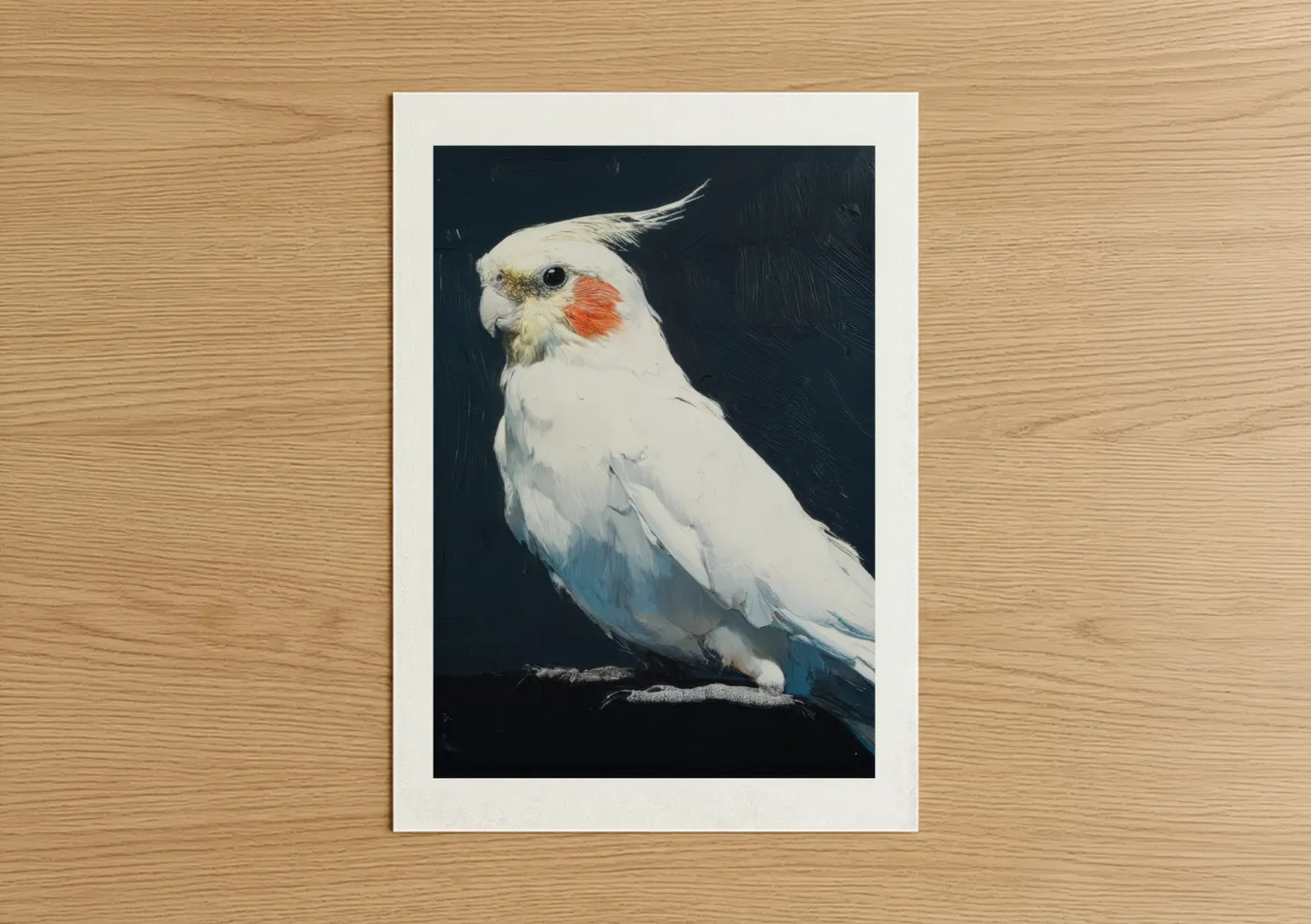 White Cockatiel with Orange Cheek Portrait Wall Art