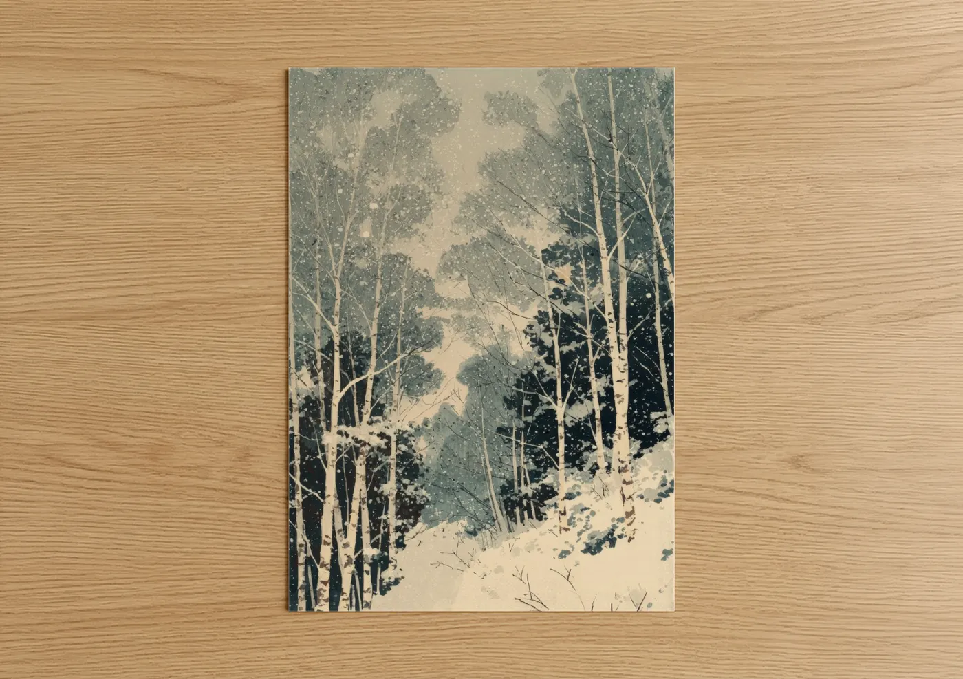 Snowy Aspen Forest Winter Landscape Wall Art
