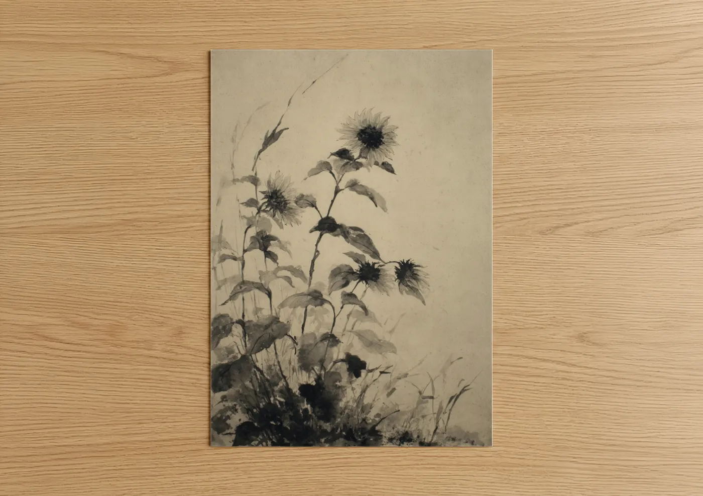 Faded Sunflowers Vintage Botanical Wall Art