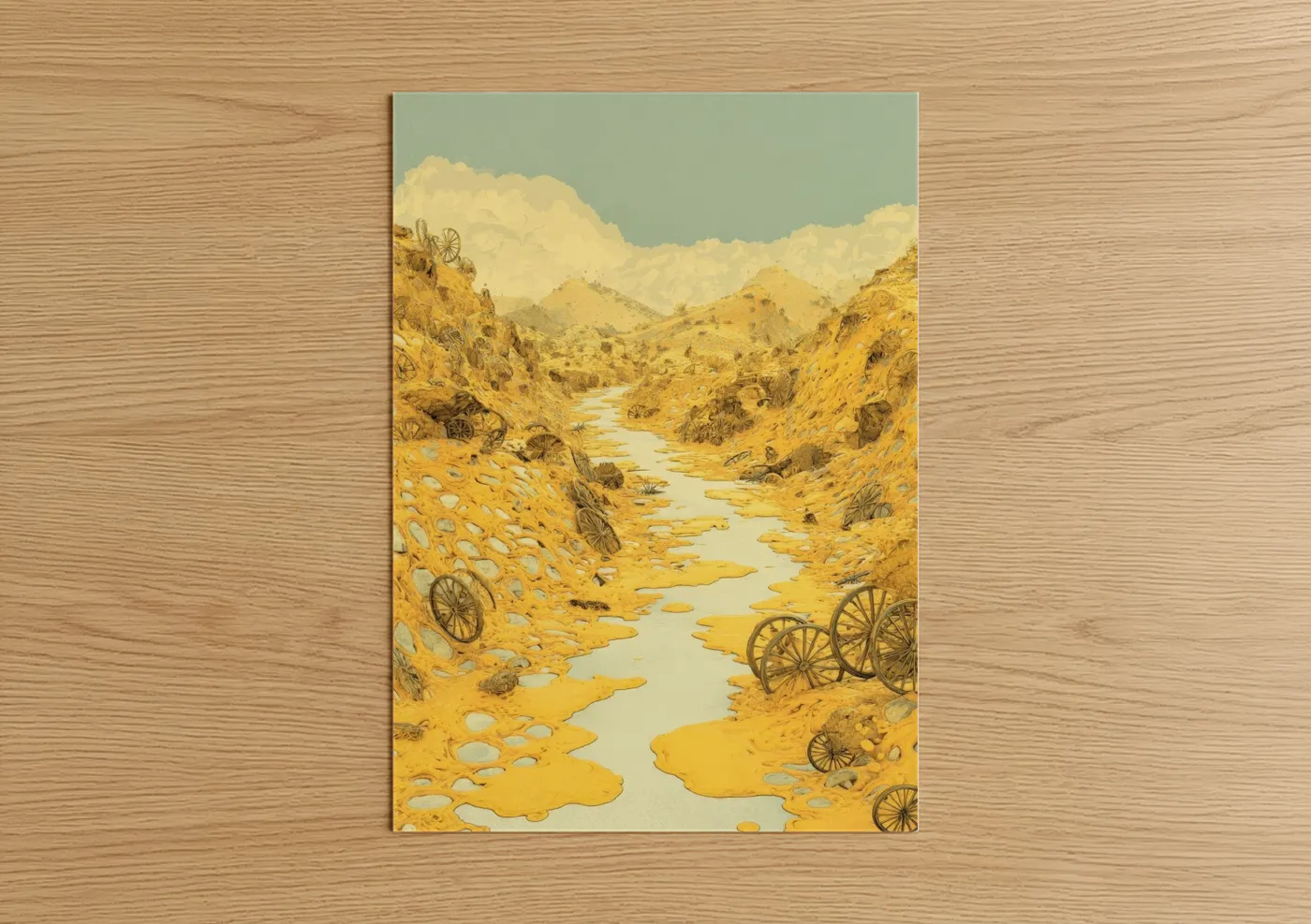 Golden Canyon Stream Illustration Wall Art