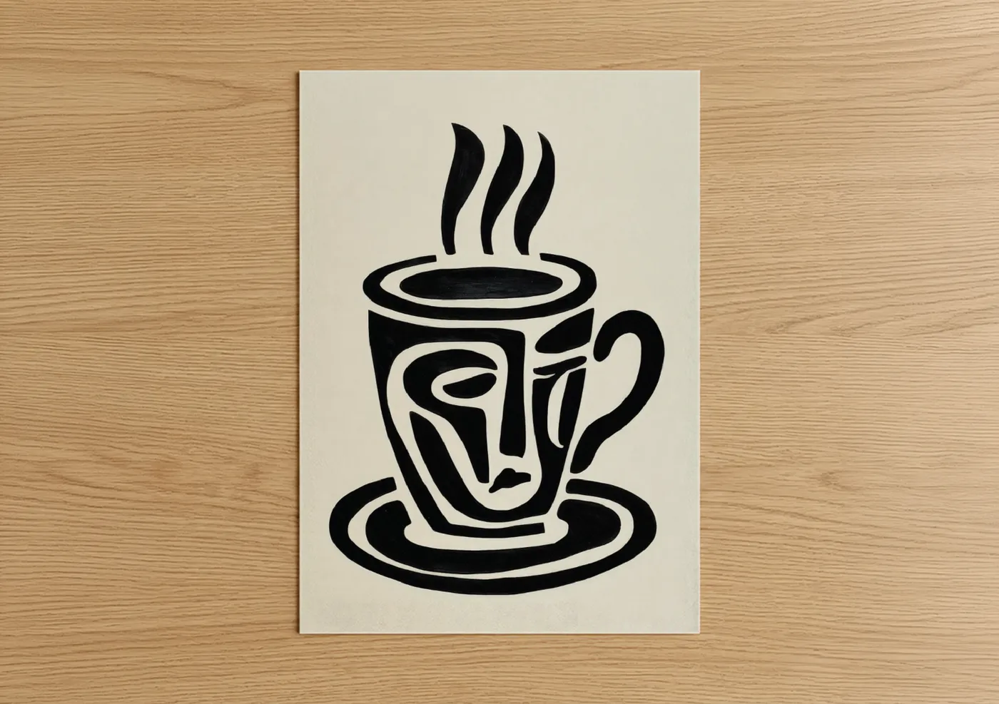 Artistic Coffee Cup Abstract Line Wall Art