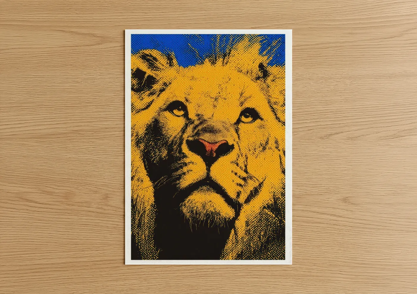 Golden Lion Portrait Pop Wall Art