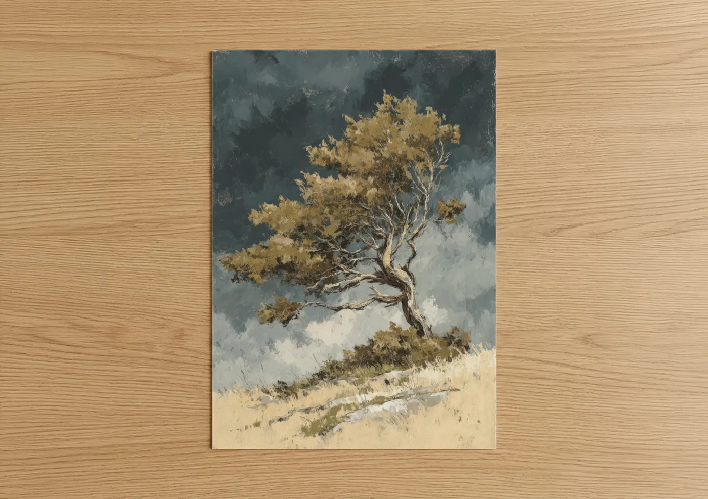 Golden Juniper Tree Watercolor Wall Art