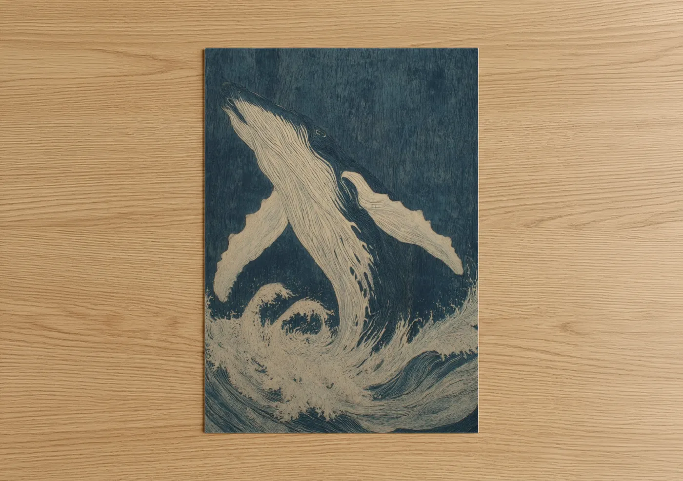 Breaching Whale Woodcarving Wall Art