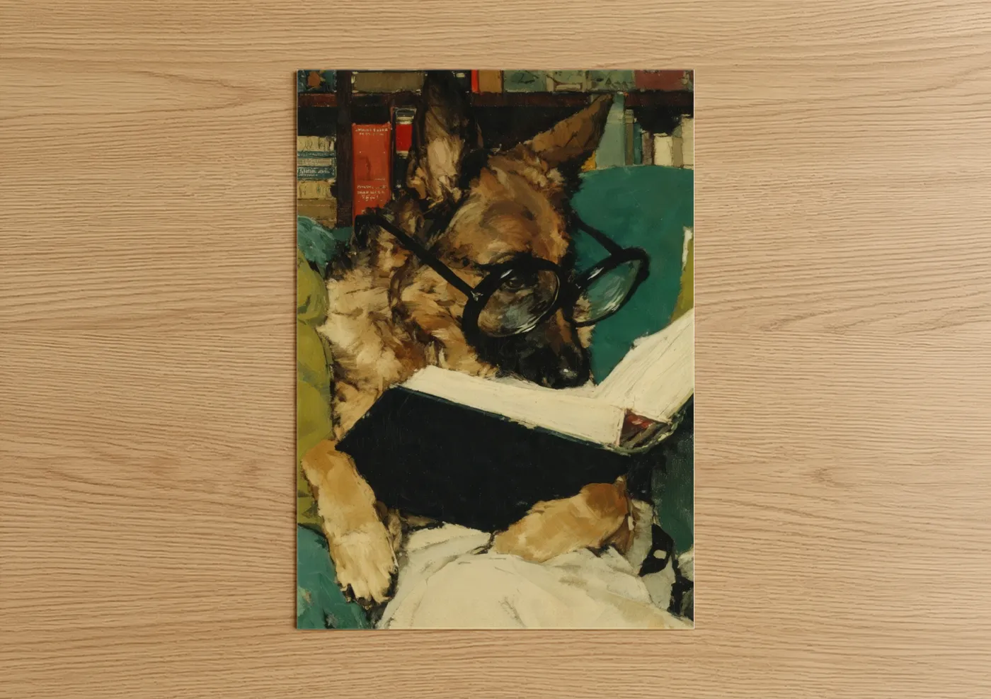 German Shepherd Dog Reading Glasses Wall Art