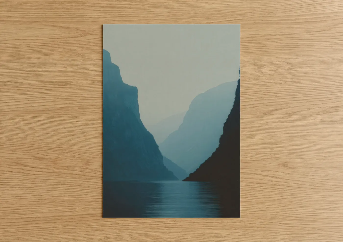 Misty Mountain Canyon Lake Landscape Wall Art
