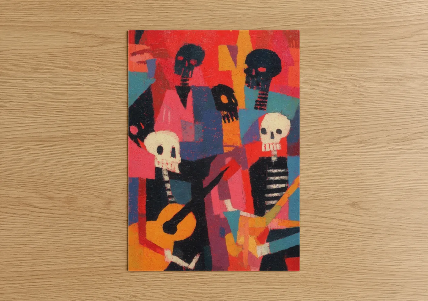 Colorful Skeleton Musicians Dia de los Muertos Wall Art