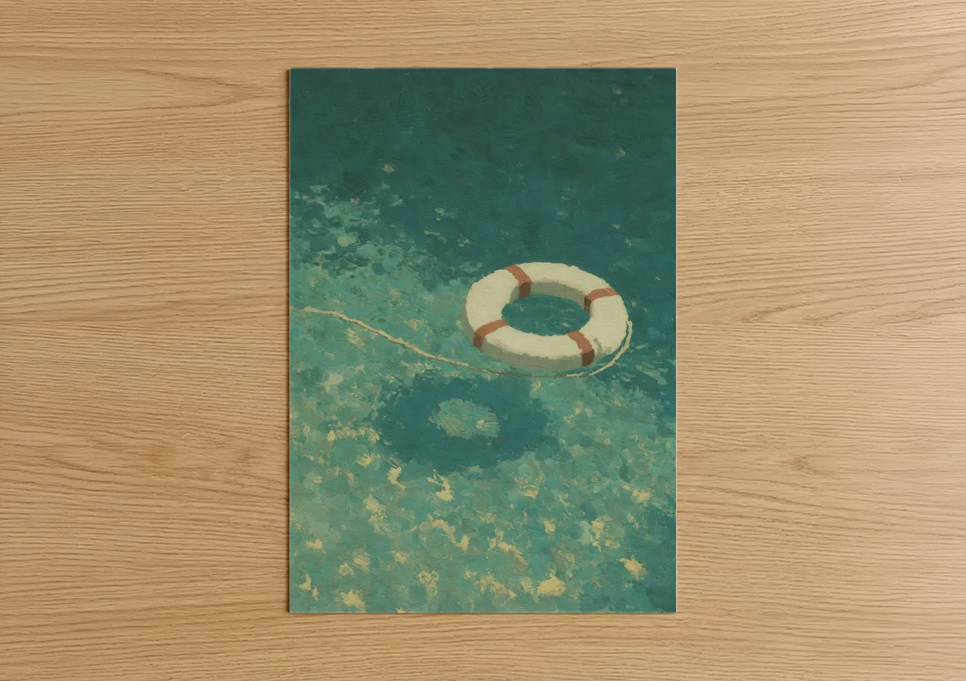 Vintage Life Ring Ocean Water Wall Art