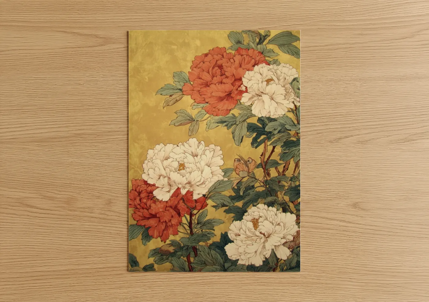 Coral and Cream Peony Botanical Wall Art