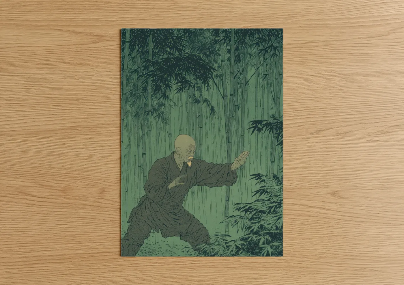 Martial Artist Bamboo Grove Kung Fu Wall Art