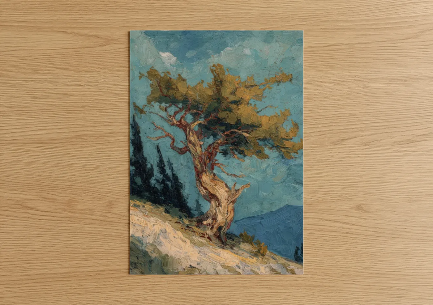 Gnarled Cedar Tree Coastal Landscape Wall Art