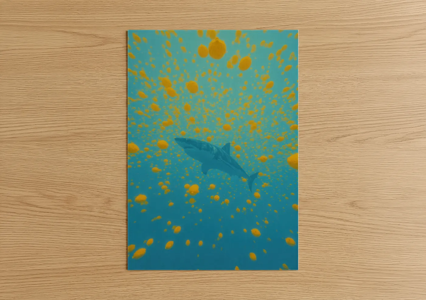 Great White Shark Golden Jellyfish Wall Art