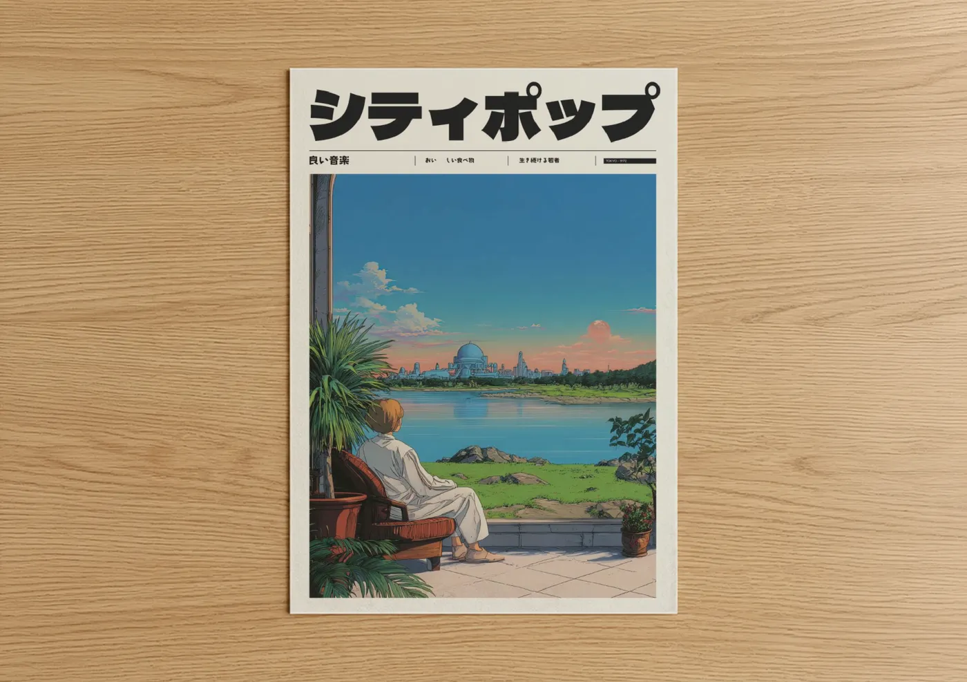 Anime Cyberpunk City Landscape Illustration Wall Art