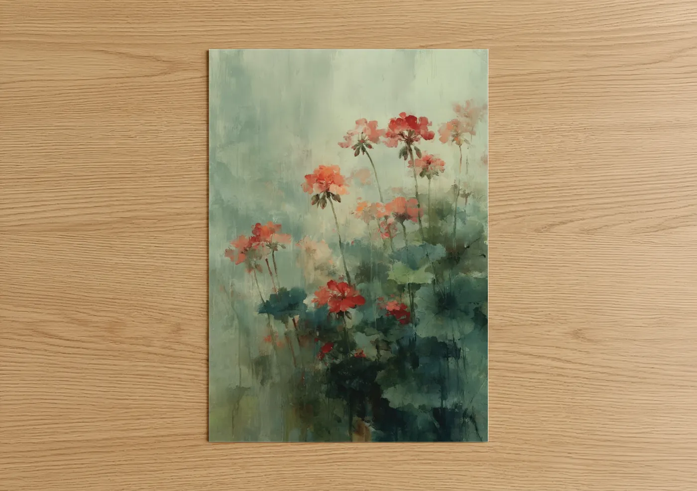 Misty Geranium Watercolor Botanical Wall Art