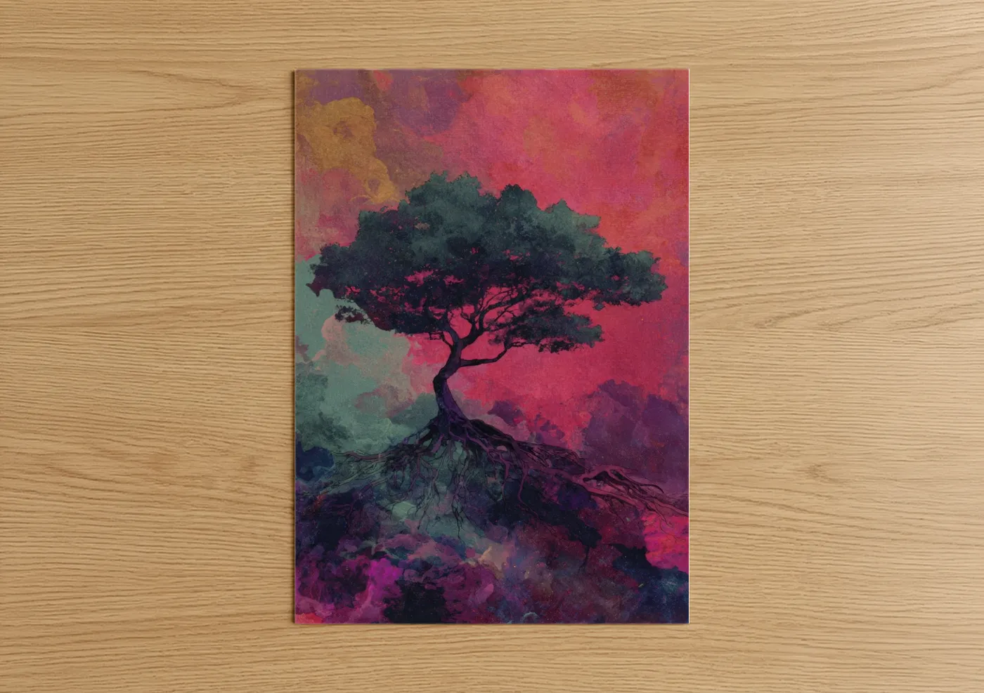 Crimson Kauri Tree Surreal Wall Art
