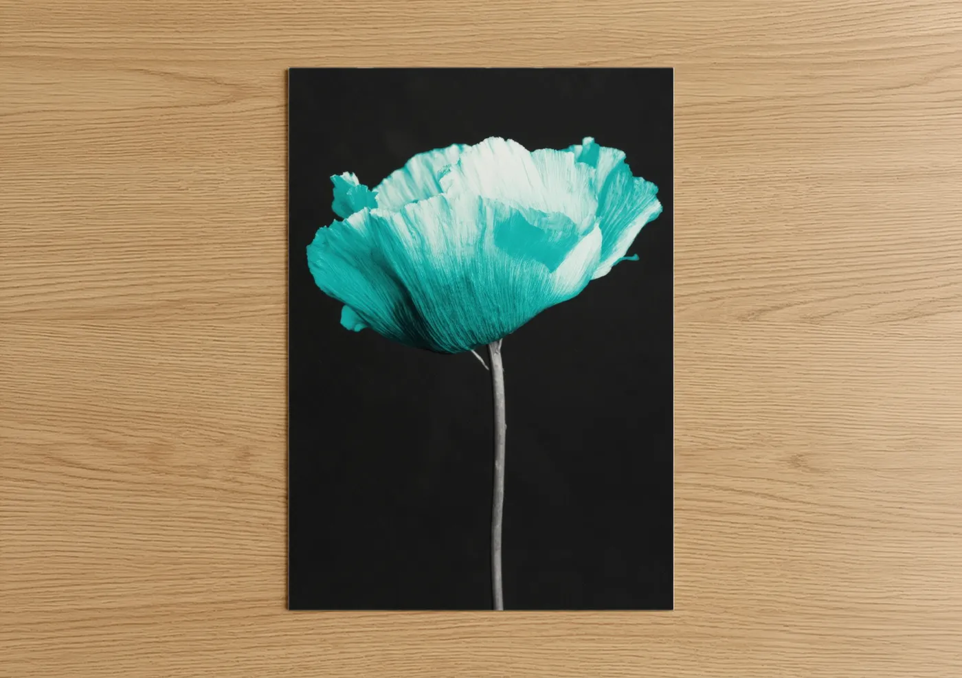 Turquoise Abstract Flower Brushstroke Wall Art