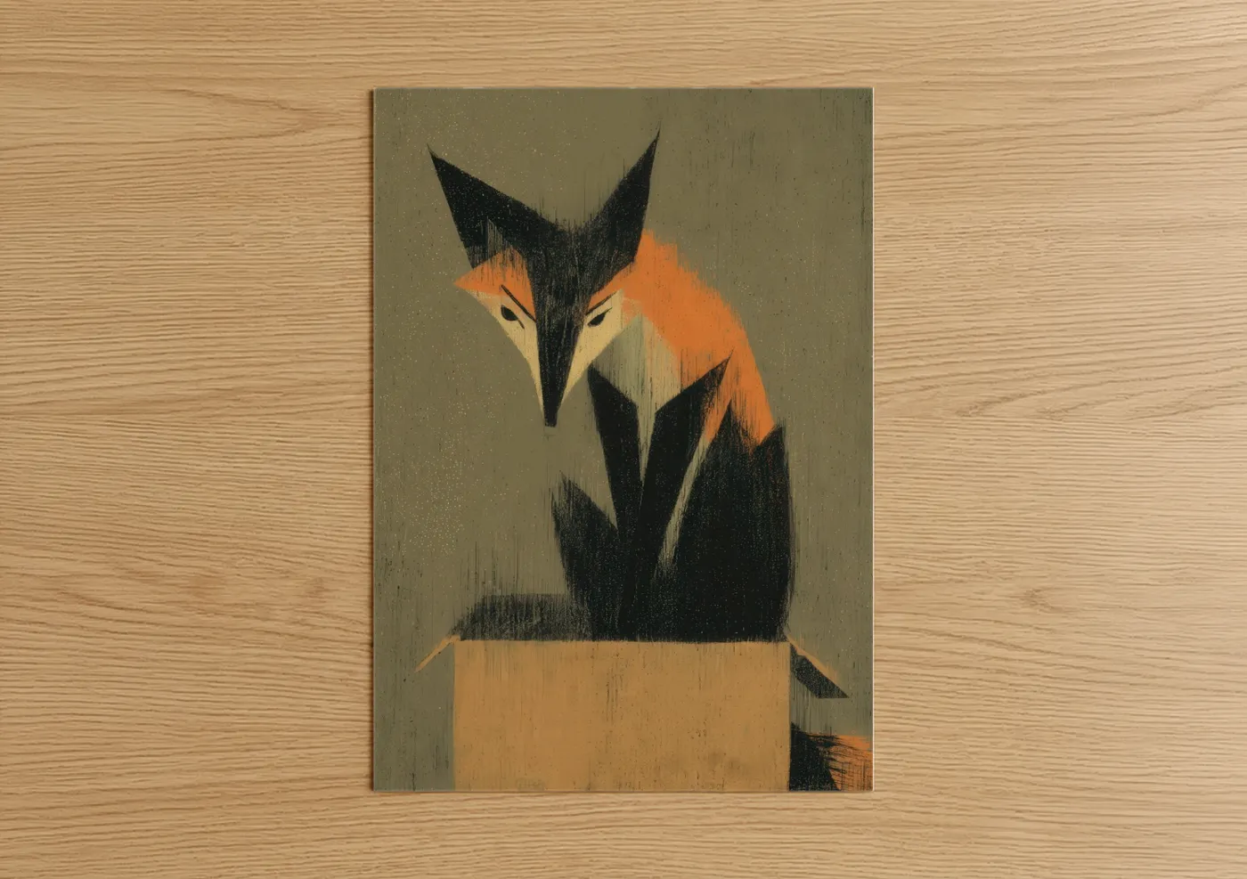 Geometric Fox Abstract Modern Wall Art