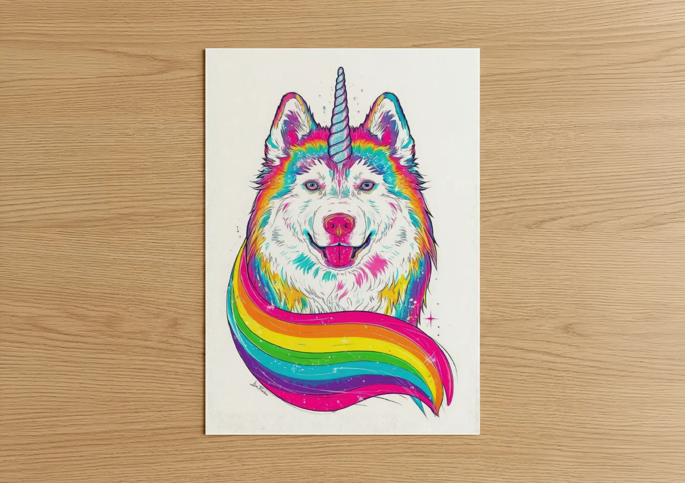 Rainbow Husky Unicorn Pop Wall Art
