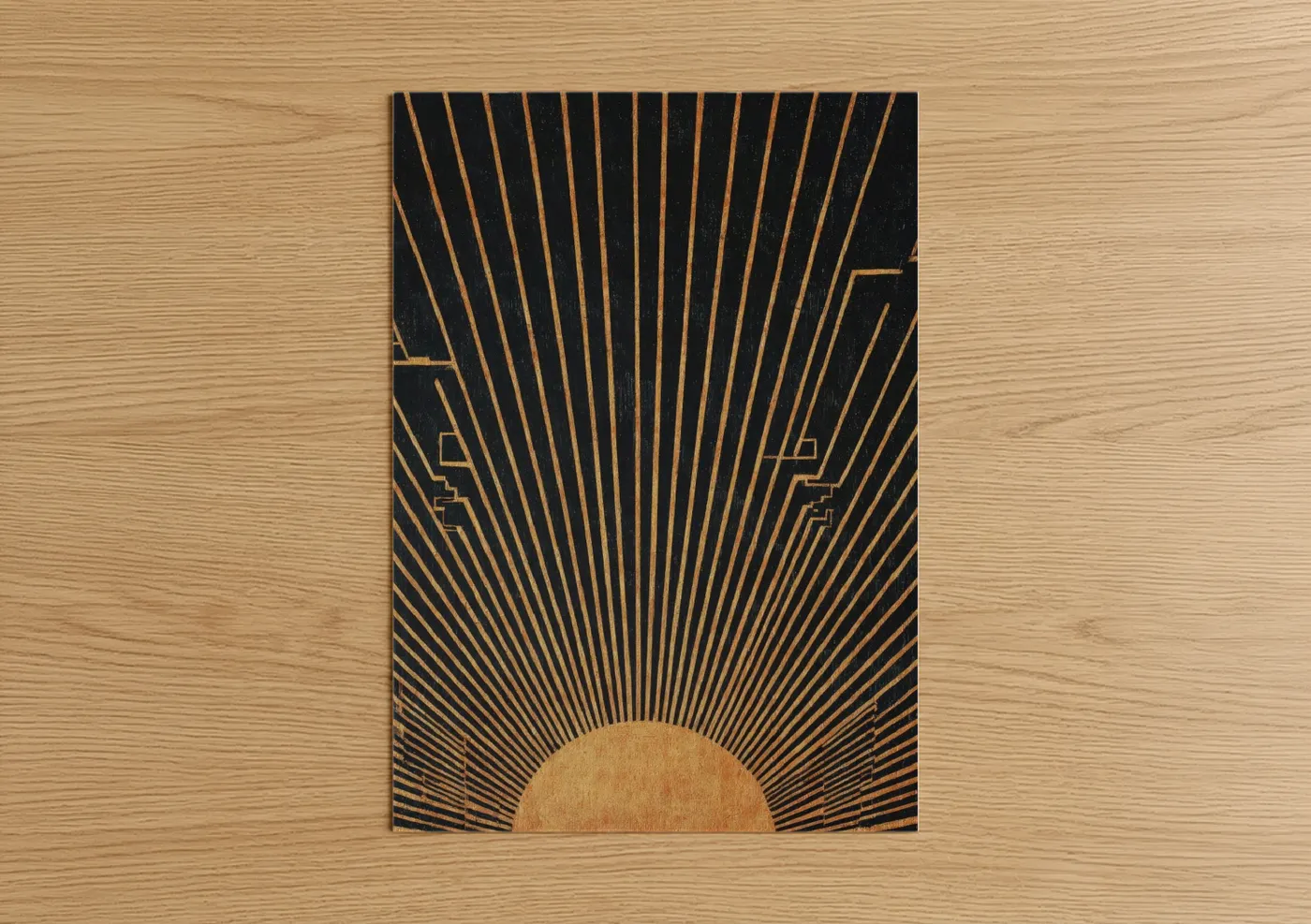 Golden Sunburst Art Deco Design Wall Art