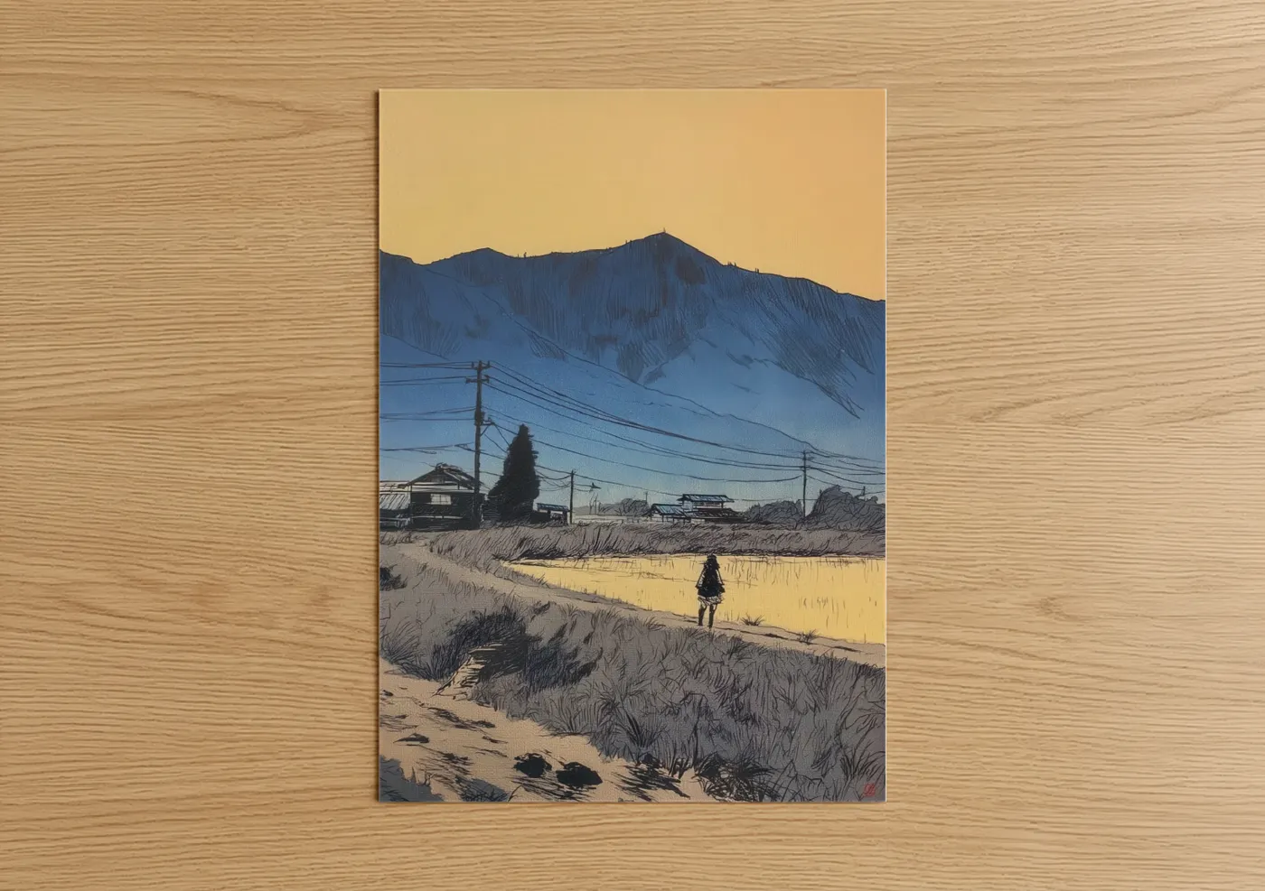 Serene Mountain Landscape at Golden Hour Wall Art