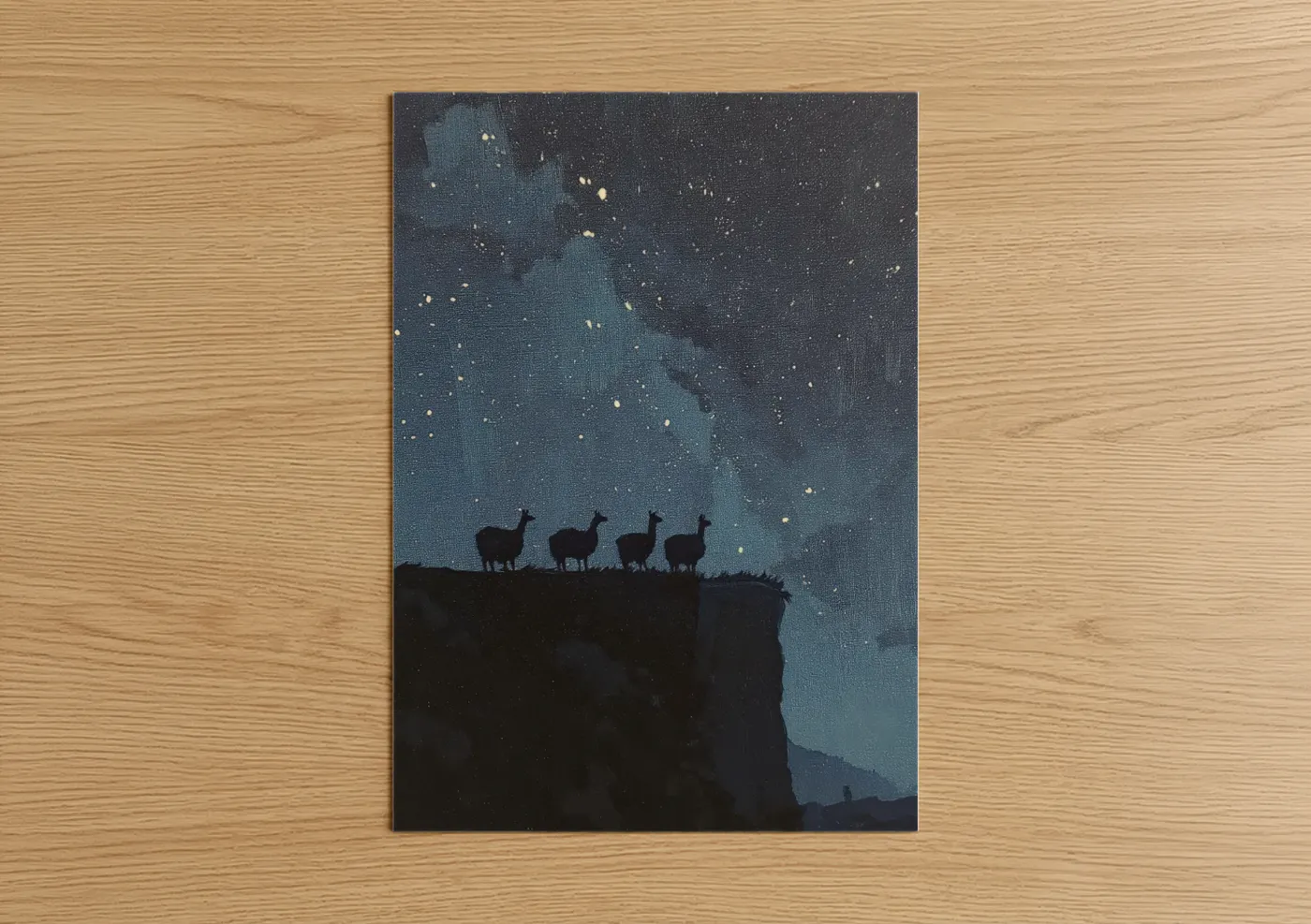 Starlit Alpacas Night Sky Wall Art