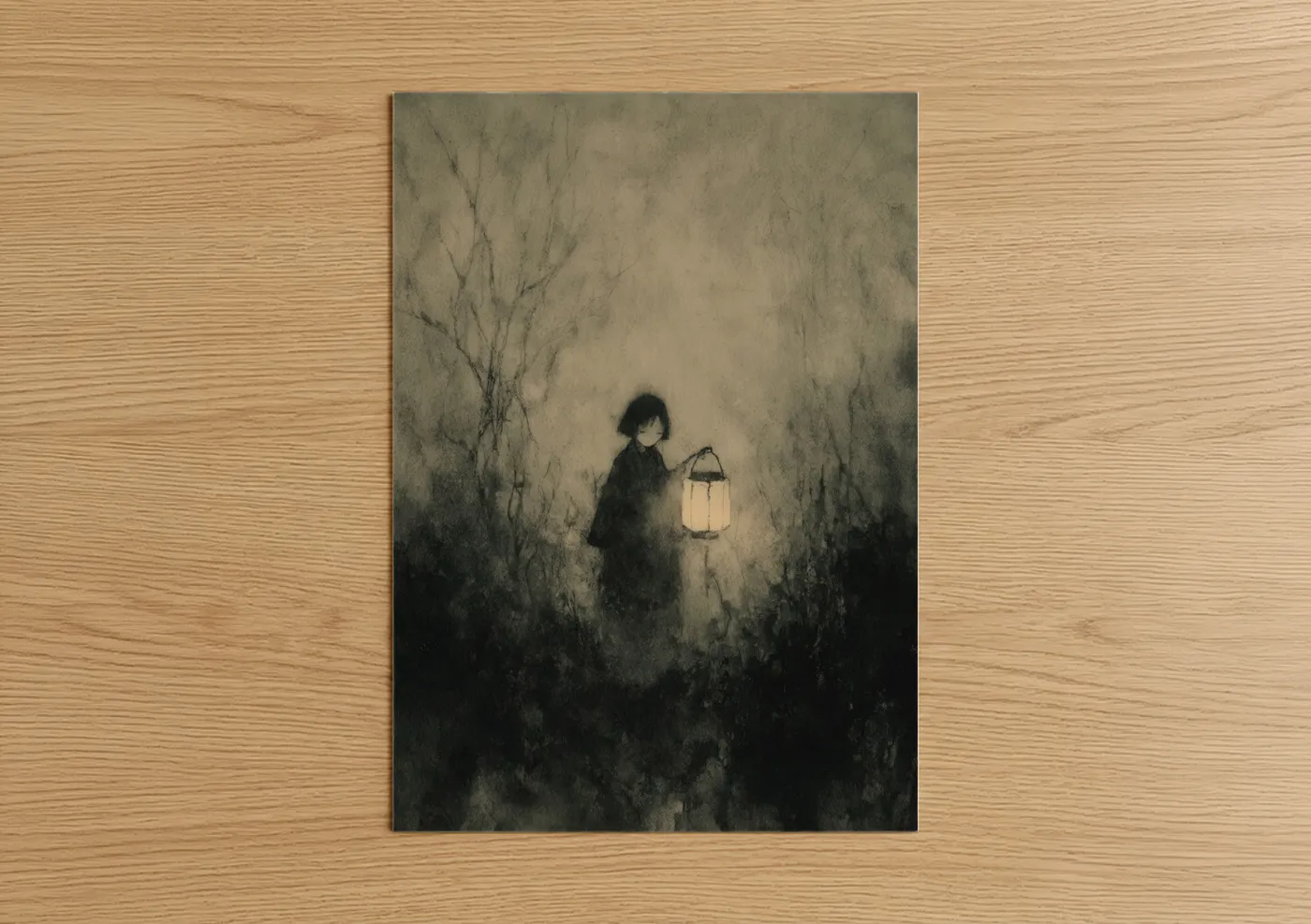 Solitary Ghost With Lantern Artwork Wall Art