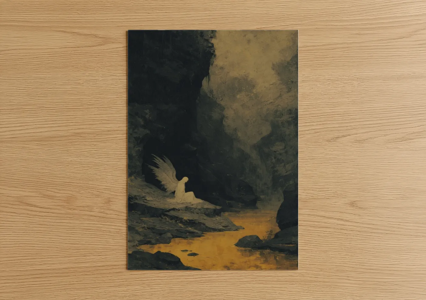 Winged Angel Dark Cave Fantasy Wall Art