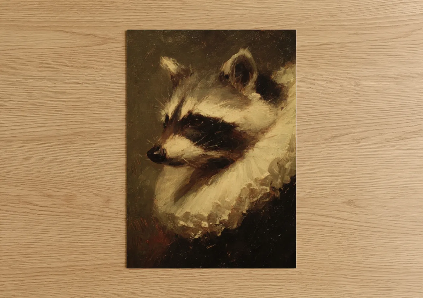 Masked Raccoon Portrait Oil Painting Wall Art