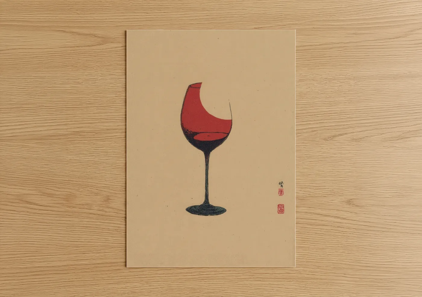 Splashing Red Wine Glass Illustration Wall Art