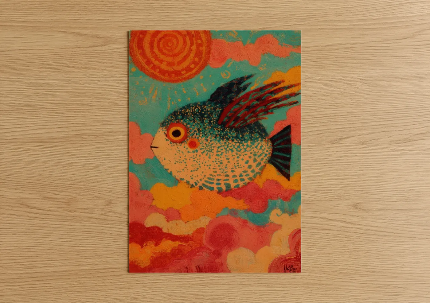 Tropical Puffer Fish Colorful Wall Art