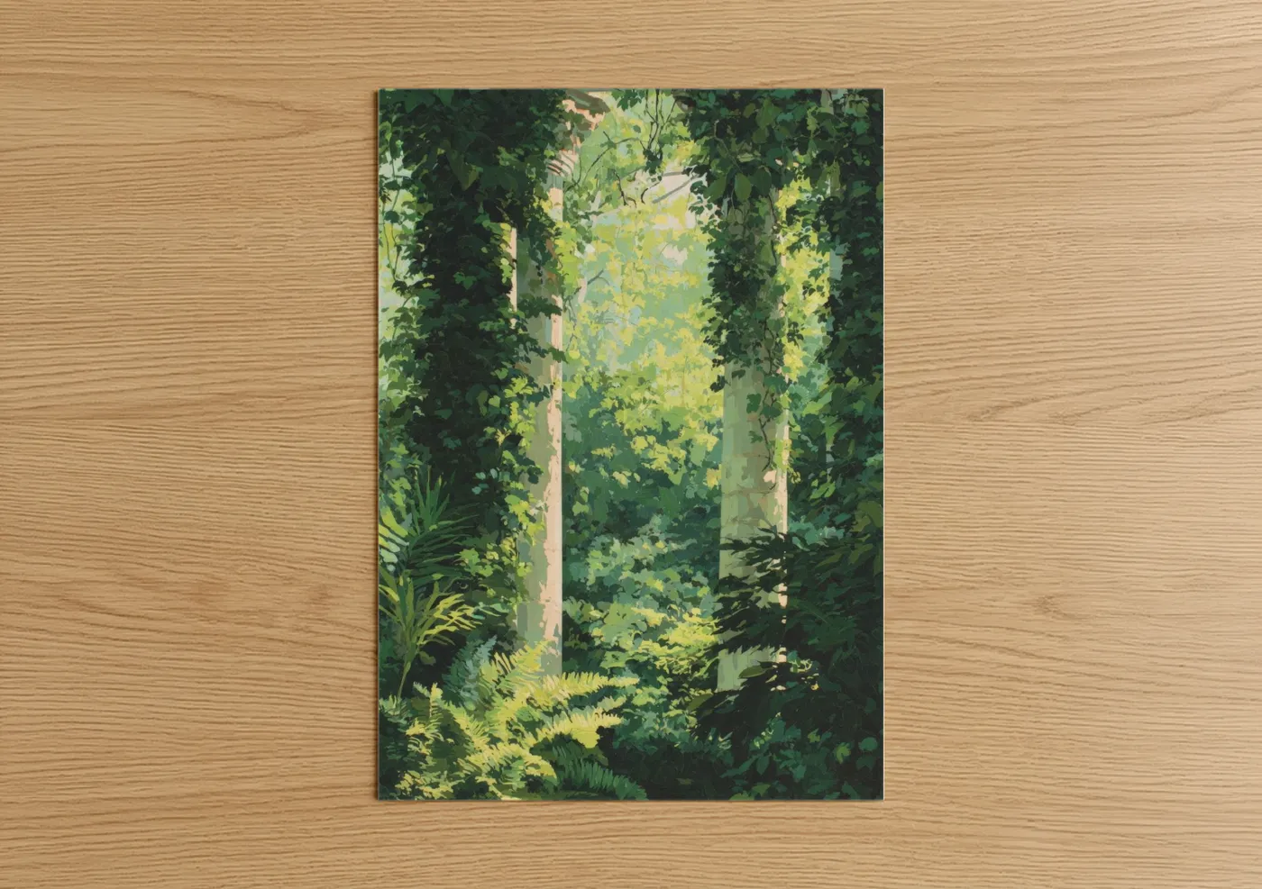 Lush Green Column Garden Path Wall Art