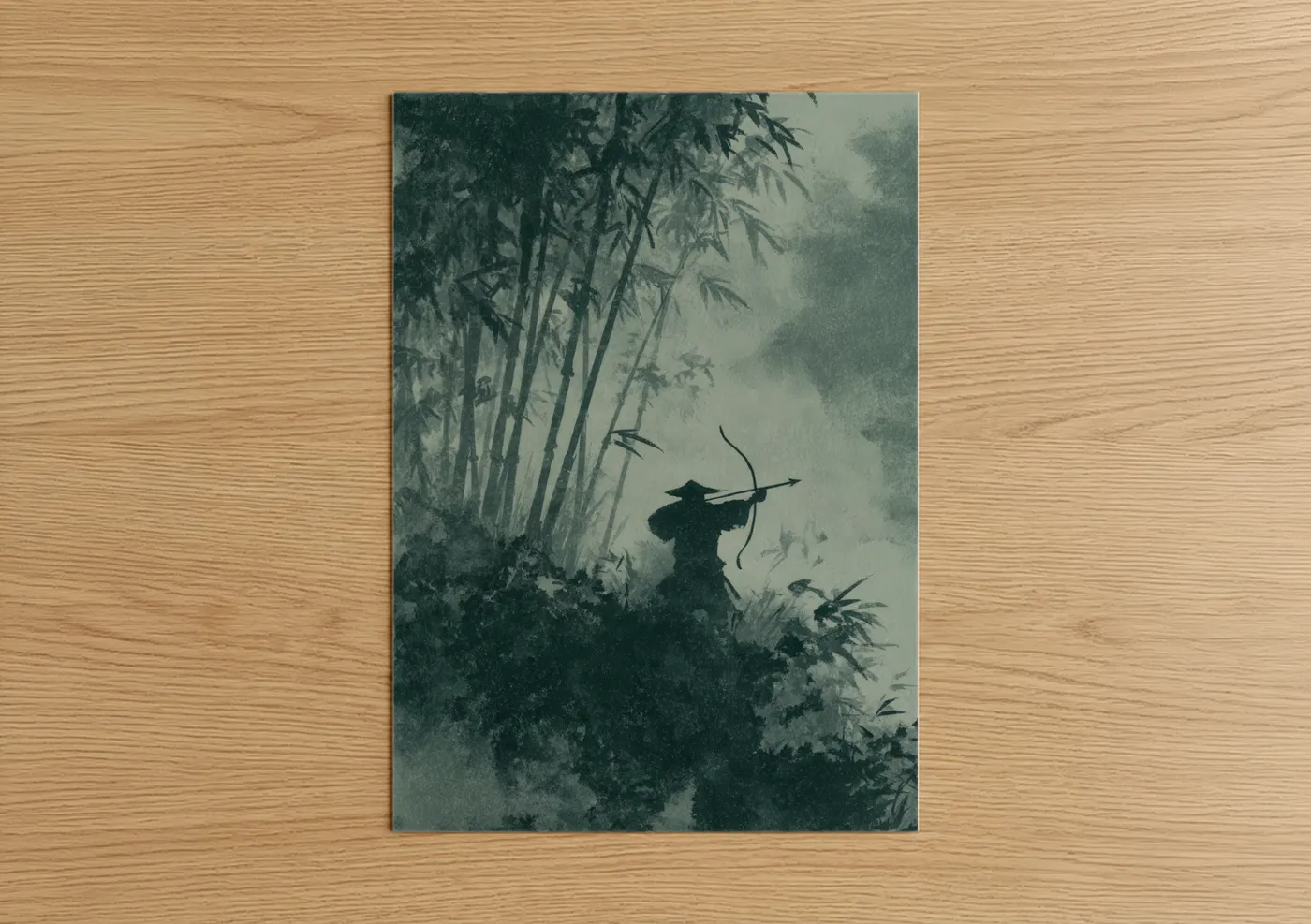Archer in Bamboo Forest Mist Wall Art