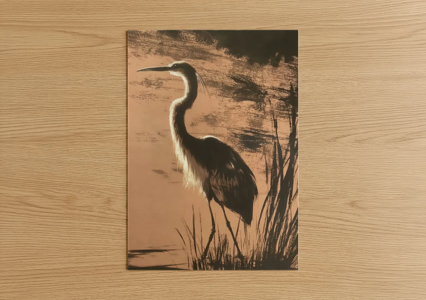 Twilight Heron Wading Bird Wall Art