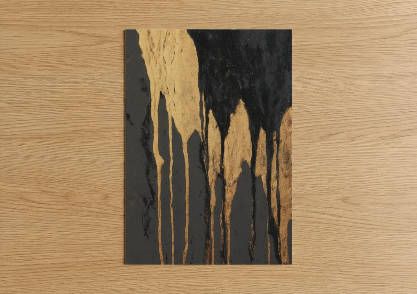 Golden Drip Pottery Abstract Wall Art