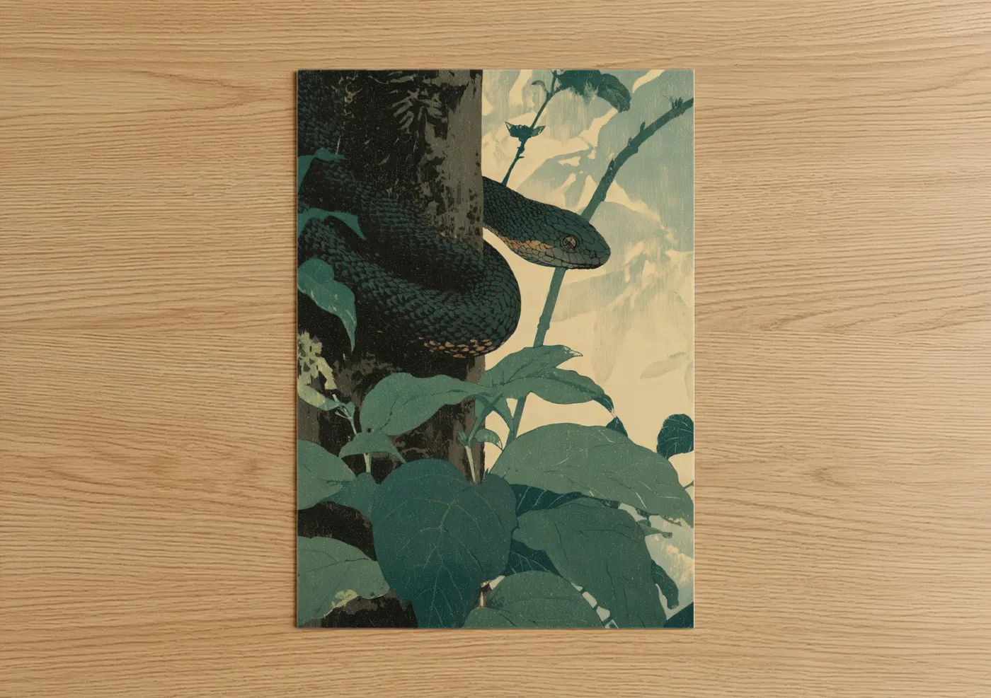 Emerald Basilisk Mythical Reptile Wall Art
