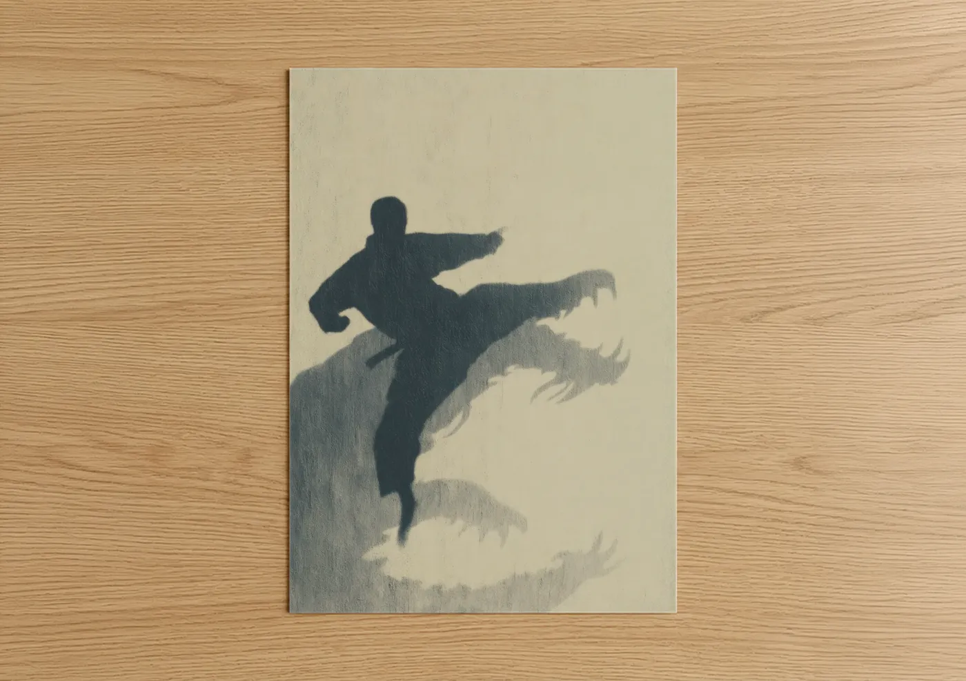 Dynamic Taekwondo Kick Silhouette Wall Art
