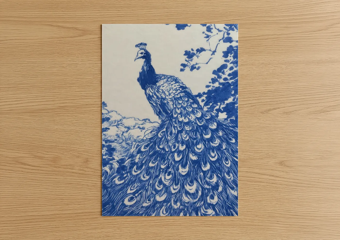 Indigo Peacock Blue and White Wall Art