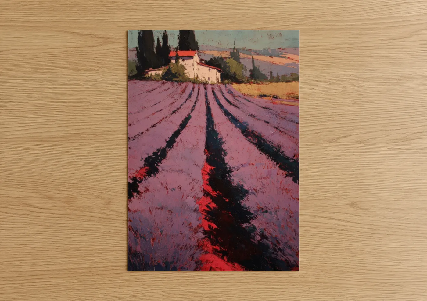 Tuscan Lavender Field Sunset Landscape Wall Art