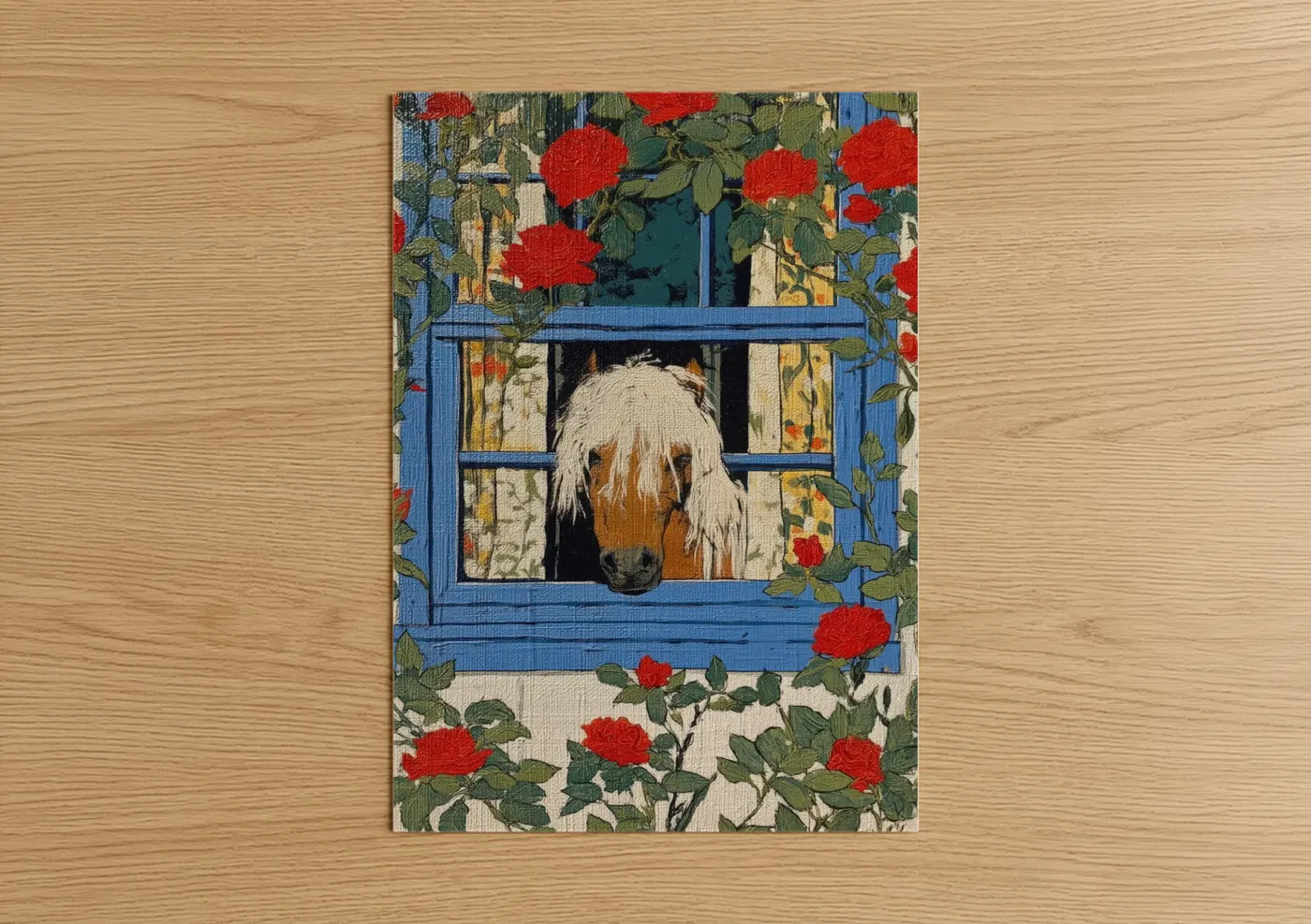 Miniature Horse Window Cottage Roses Wall Art
