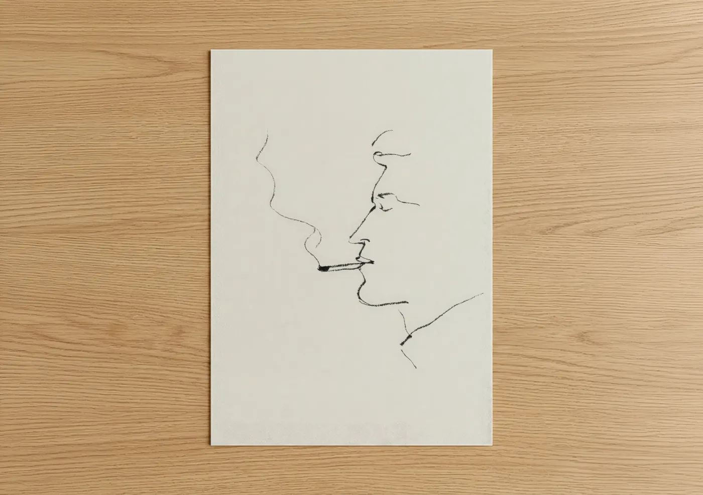 Minimalist Smoking Line Art Portrait Wall Art