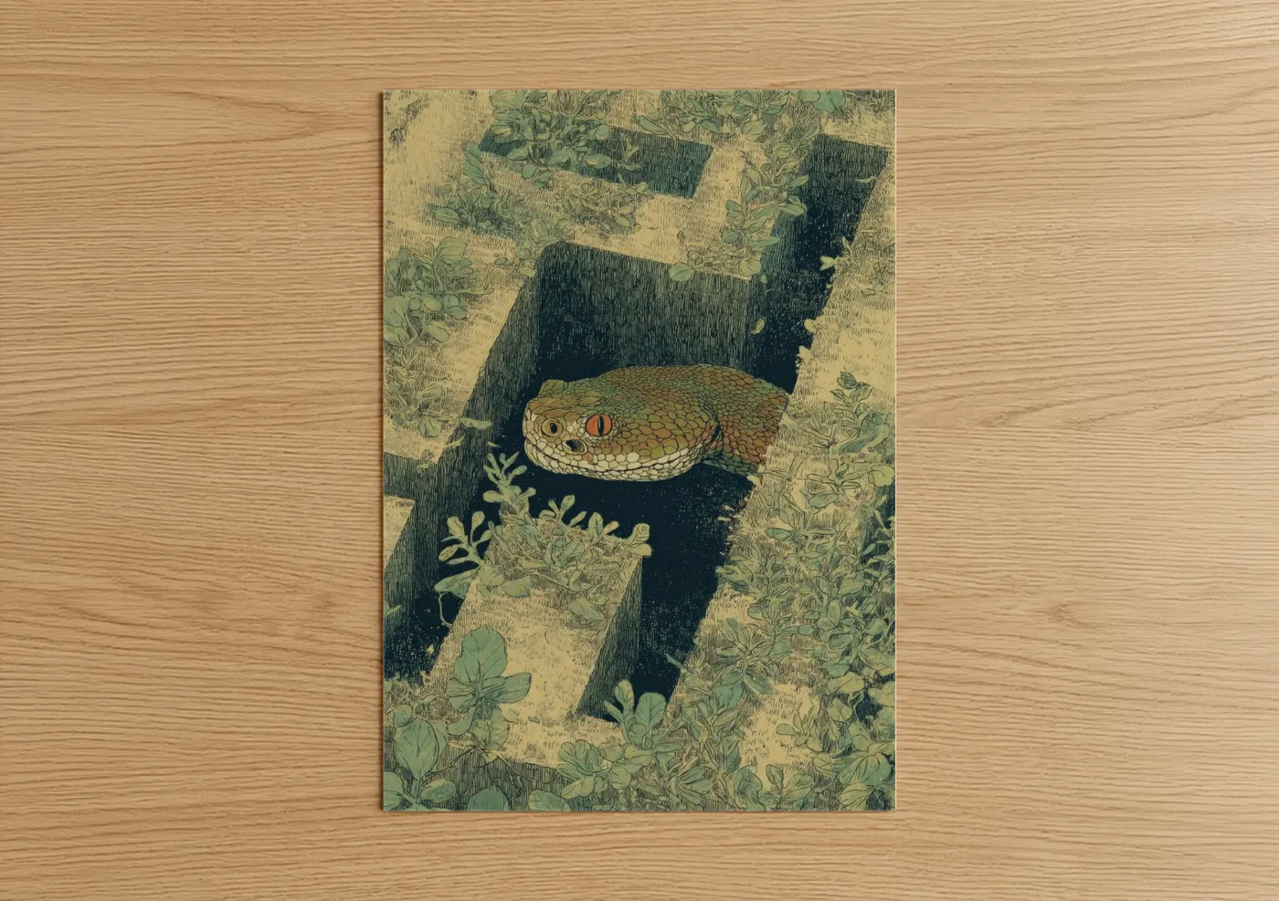 Garden Rattlesnake Vintage Nature Wall Art