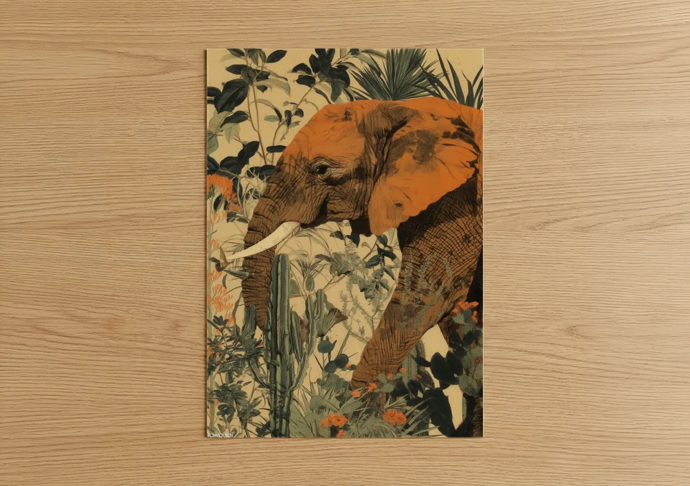 Savanna Elephant With Plants Wall Art