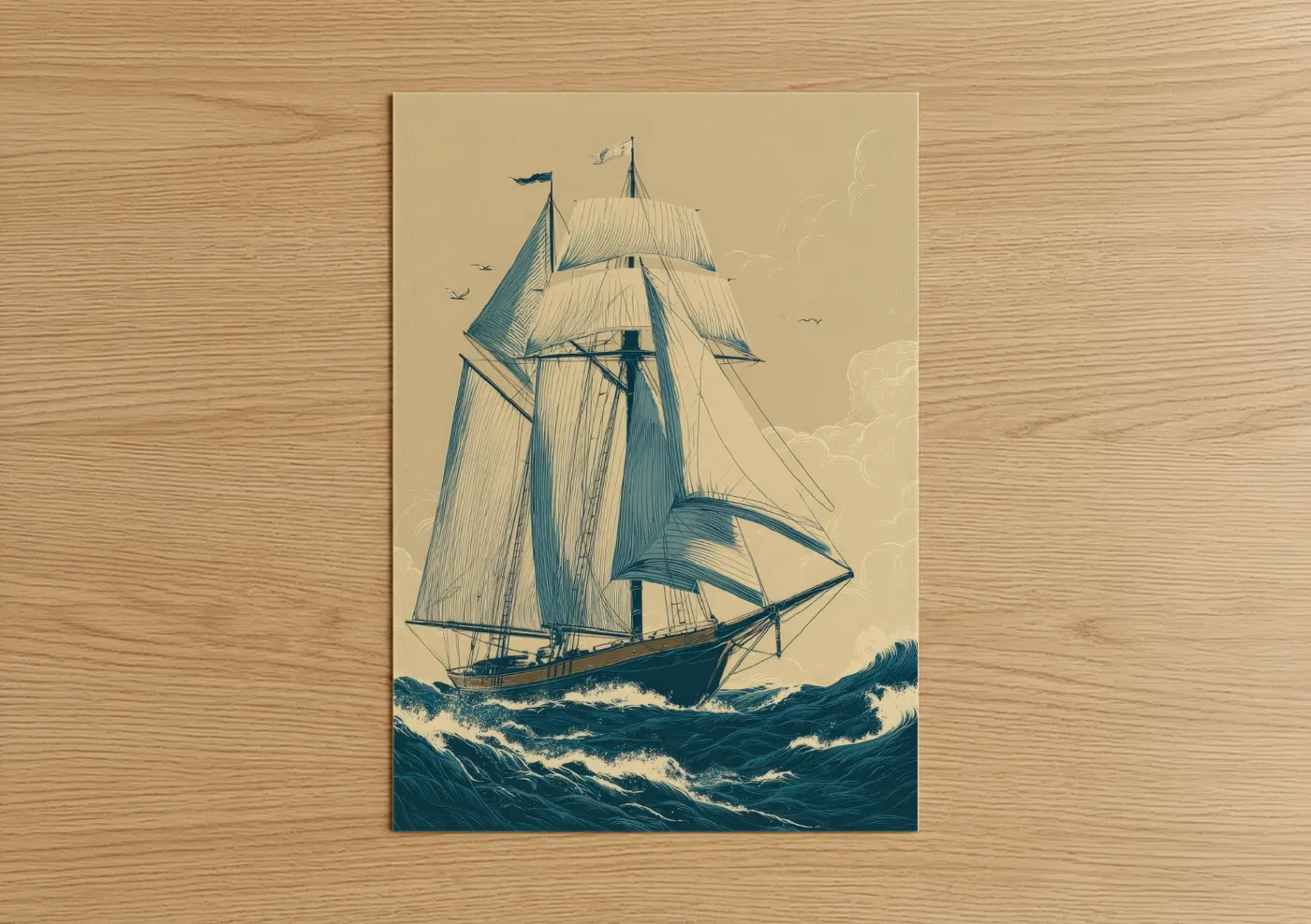 Majestic Sailing Ship Ocean Waves Wall Art