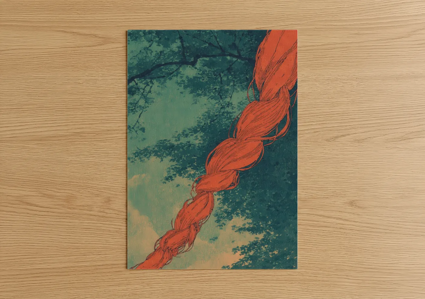 Flowing Copper Hair Waves Abstract Wall Art