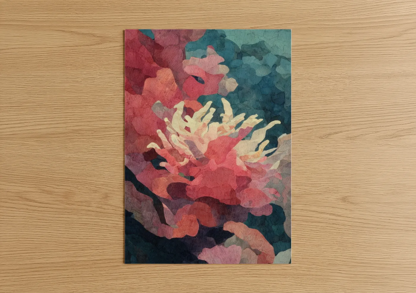 Coral Anemone Abstract Watercolor Wall Art