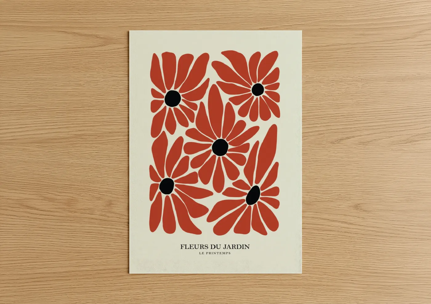 Red Abstract Flower Garden Minimalist Wall Art